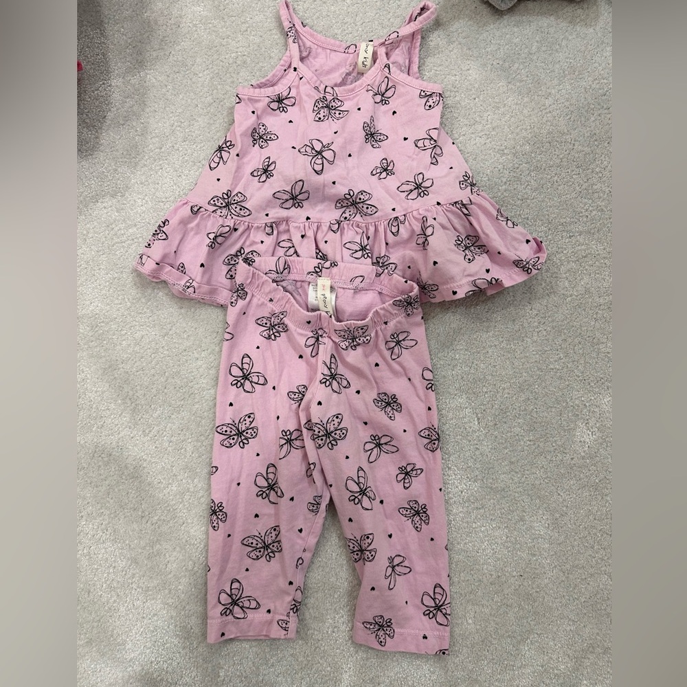 Pink Peony Kids Purple Butterfly Tank & Capri set
